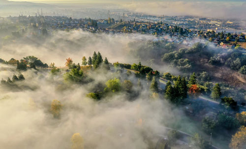 High angle view of buildings in city