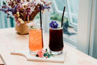 Close-up of drink in glass on table