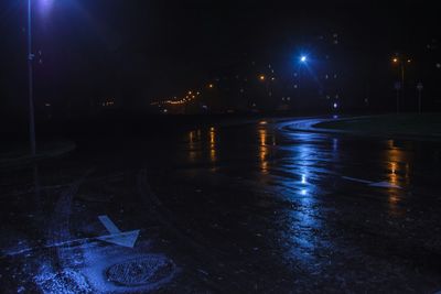Wet street at night