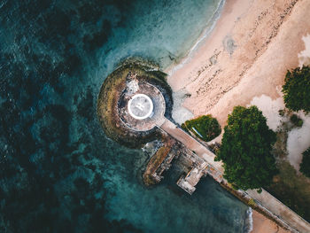 High angle view of shells on beach