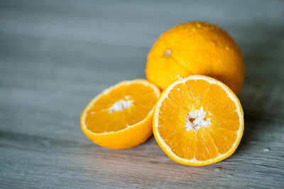 Close-up of orange on table