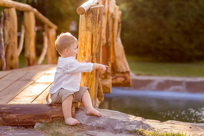 Cute boy looking away