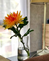 Close-up of flower vase on table