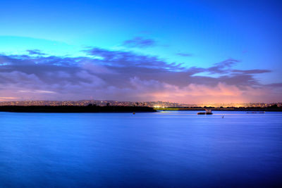 Scenic view of sea against sky at sunset