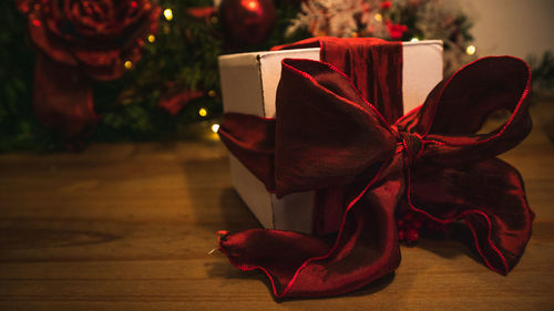 Close-up of christmas decoration on table