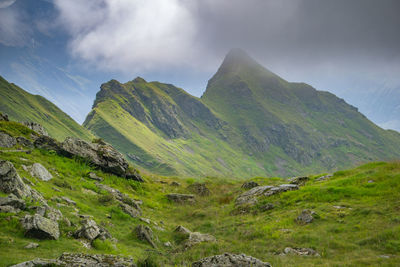 Scenic view of mountains against sky