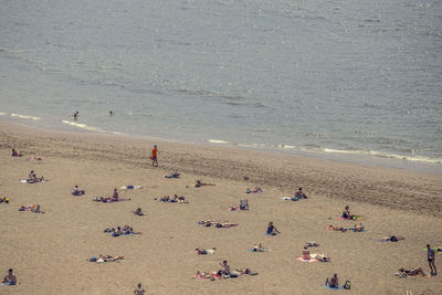 High angle view of people on beach