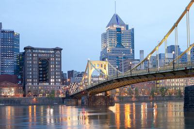 Pittsburgh, pennsylvania, united states. - roberto clemente bridge over allegheny river at dusk.