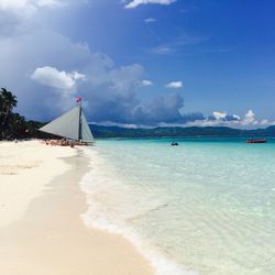 Scenic view of sea against cloudy sky