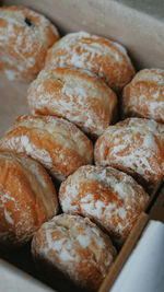 High angle view of bread in container