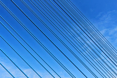 Low angle view of modern building against blue sky