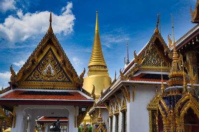 Low angle view of temple building against sky