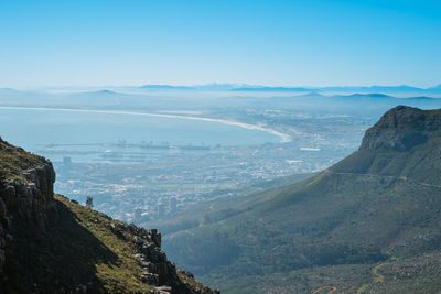 Scenic view of landscape and mountains against sky