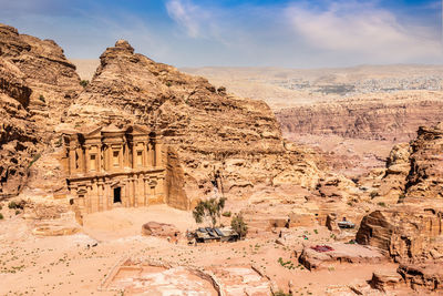 Ad deir or the monastery, ancient nabataean stone carved temple, petra, jordan