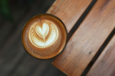 High angle view of coffee on table