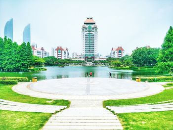 View of park with trees in background