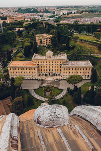 High angle view of buildings in city