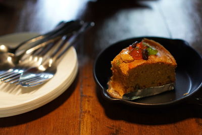 Close-up of food in plate on table