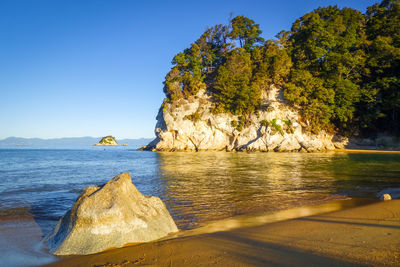 Scenic view of sea against clear sky