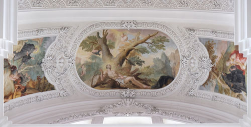 Low angle view of ornate ceiling in building