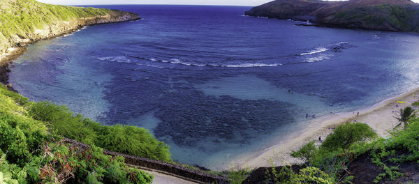 High angle view of sea against sky