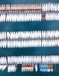 Aerial view of boats moored at harbor