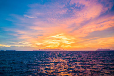 View of calm sea at sunset