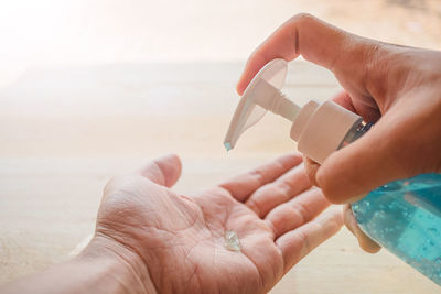 Close-up of woman holding hands