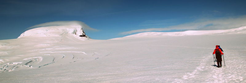 Skiing on snowed landscape