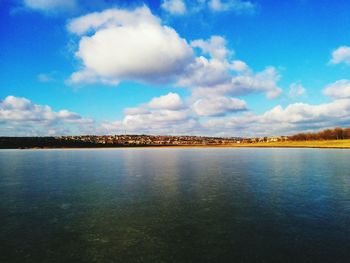 Scenic view of lake against sky