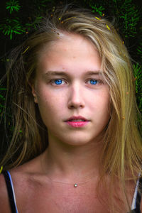 Close-up portrait of a beautiful young woman