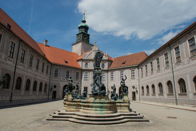 Fountain in front of building