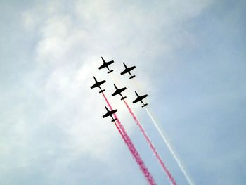 Low angle view of airplane in sky