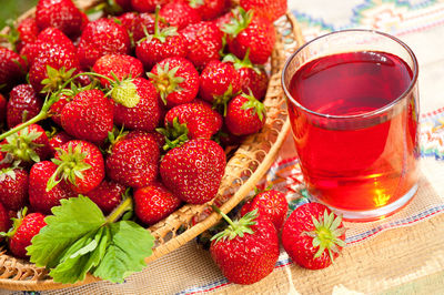 Close-up of strawberries in container