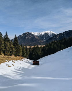 Snow covered mountain against sky