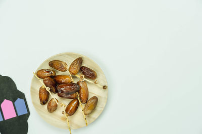 High angle view of fruits in plate