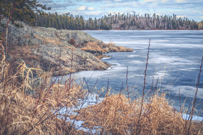 Scenic view of lake against sky