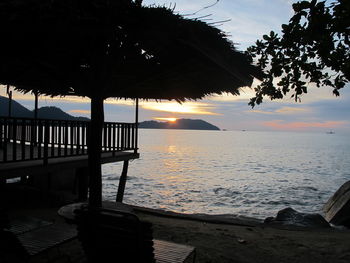 Scenic view of sea against sky at sunset