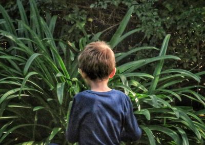 Full length rear view of boy