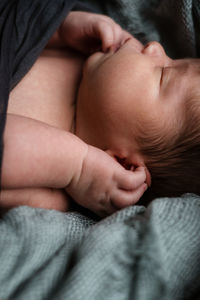 Close-up of cute baby sleeping