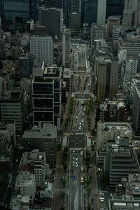 High angle view of buildings in city