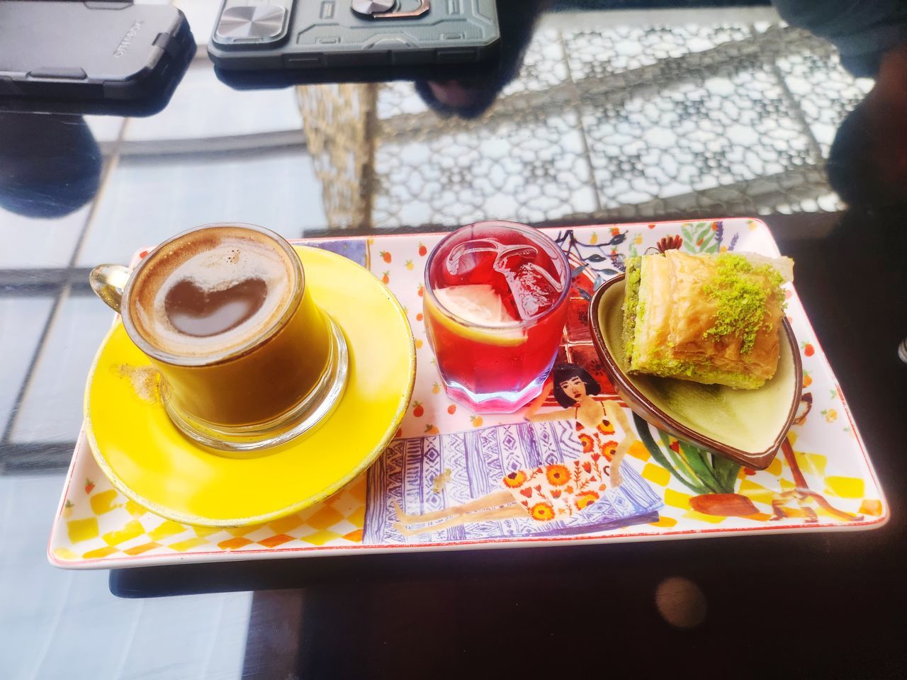 food and drink, food, drink, meal, high angle view, refreshment, table, freshness, cup, mug, coffee, yellow, lunch, healthy eating, breakfast, plate, indoors, coffee cup, fruit, crockery, fast food, brunch, household equipment, wellbeing, hot drink, no people, dish, day, still life, tray
