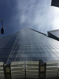 Low angle view of modern building against sky