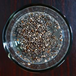 High angle view of food in glass jar on table