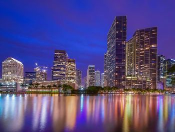 Illuminated cityscape at night