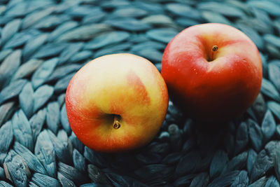 High angle view of apples in basket