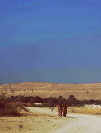Scenic view of landscape against blue sky