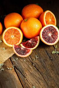 Close-up of oranges on table