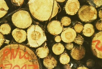 Full frame shot of wooden logs