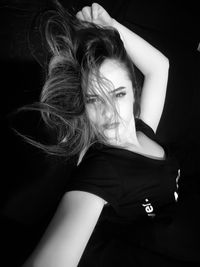 High angle portrait of woman wearing hat